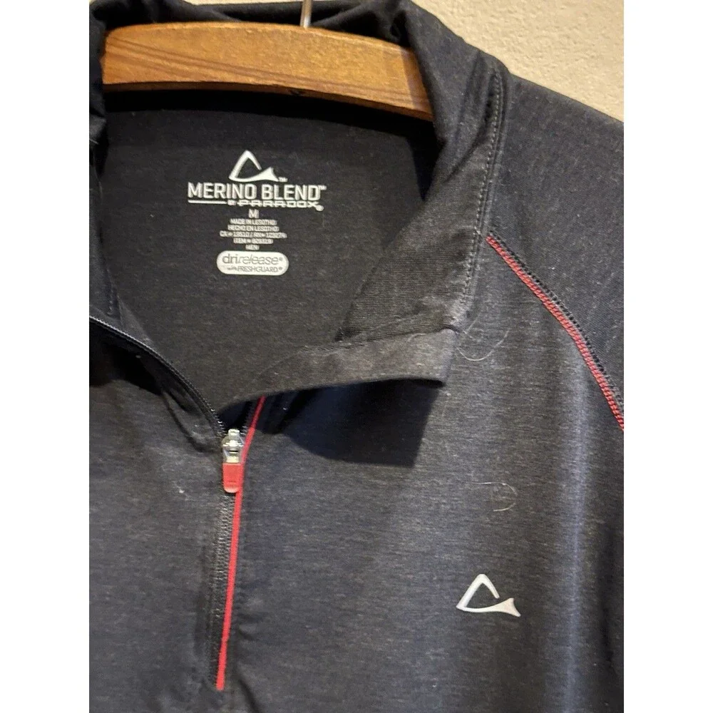 Merino Blend By Paradox Men Baselayer Medium Dri Release 1/4 Zip Pullover Black‎